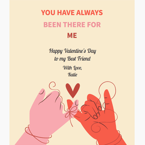 Valentine's Day Bound Hands BFF eCard